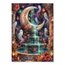 Whimsical Ghosts Magic Moon Fountain Whimsigoth