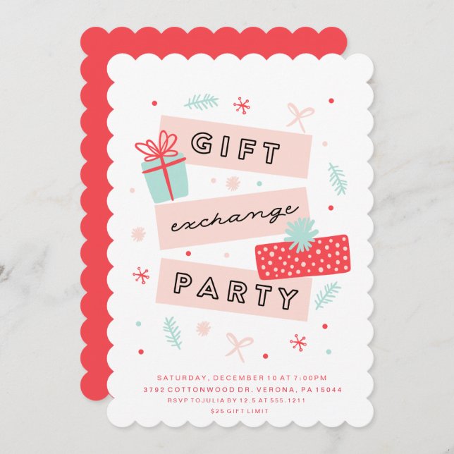 Whimsical Gift Exchange Party Invitation (Front/Back)