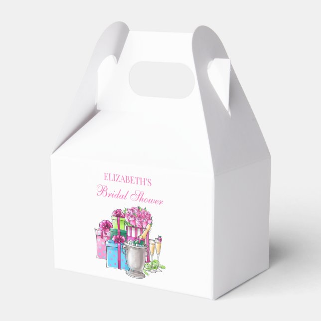 Whimsical Gifts Champagne Roses Bridal Shower Favour Box (Front Side)
