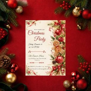 Whimsical Gingerbread Christmas Party Invitation