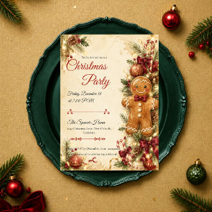 Whimsical Gingerbread Christmas Party Invitation