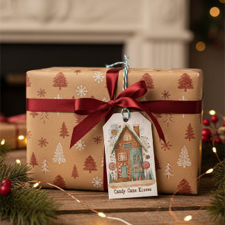Whimsical Gingerbread Cottage Christmas Gift Tag