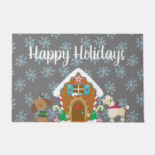 Whimsical Gingerbread Doghouse Doormat