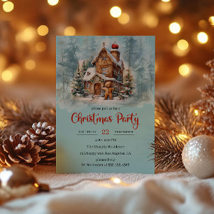 Whimsical Gingerbread House Christmas Party        Invitation