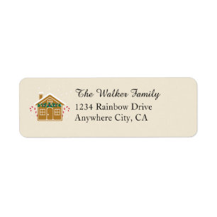 Whimsical Gingerbread House Holiday Address Label Return Address Label