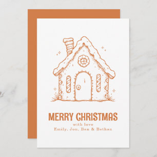 Whimsical Gingerbread House Merry Christmas Holiday Card