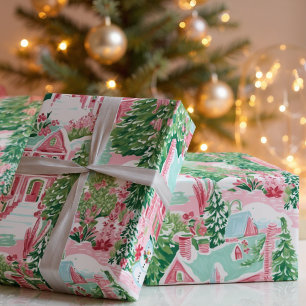Whimsical Gingerbread Pastel Pink Christmas Wrapping Paper