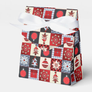 Whimsical Gingham Christmas Patchwork Quilt Favour Box