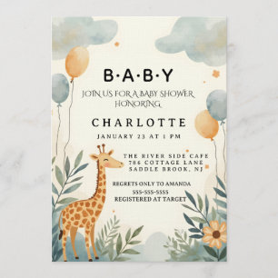 Whimsical Giraffe Baby Shower Invitation