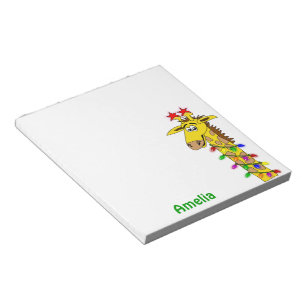 Whimsical Giraffe Christmas Lights Funny Custom Notepad