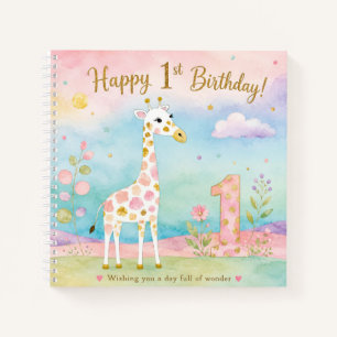 Whimsical Giraffe First Birthday Wonder Notebook