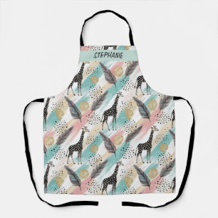 Whimsical Giraffe Polka Dot Pattern – Pastel Apron