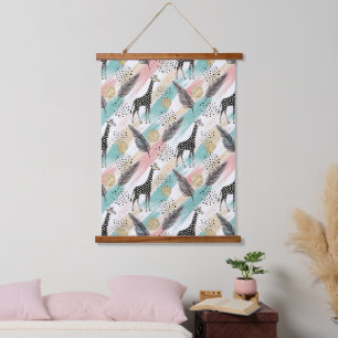 Whimsical Giraffe Polka Dot Pattern – Pastel Hanging Tapestry