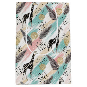 Whimsical Giraffe Polka Dot Pattern – Pastel Medium Gift Bag