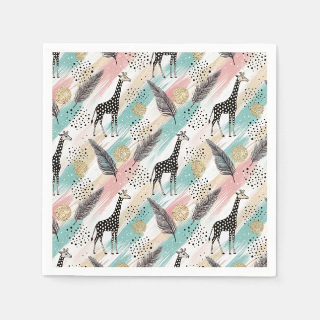 Whimsical Giraffe Polka Dot Pattern – Pastel Napkin (Front)