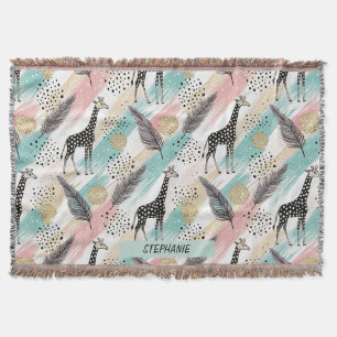 Whimsical Giraffe Polka Dot Pattern – Pastel Throw Blanket