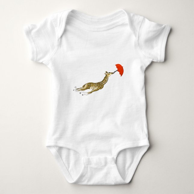 Whimsical Giraffe Red Umbrella T-shirts (Front)