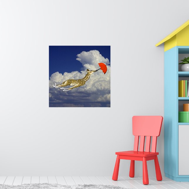 Whimsical Giraffe Umbrella Fly Away With Me Poster (Nursery 1)