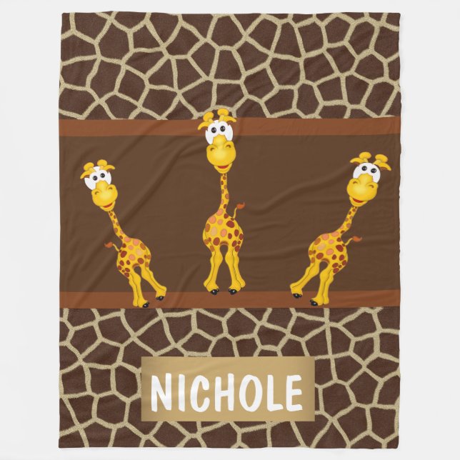 Whimsical Giraffes on Fleece Blanket (Front)