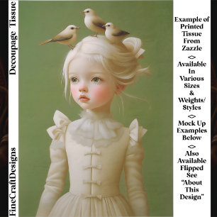 Whimsical Girl, Birds In Her Hair EV9L Decoupage Tissue Paper