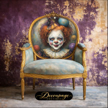 Whimsical Girl Clown Decoupage