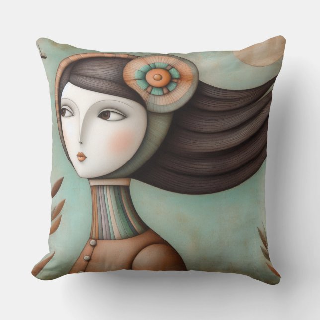 Whimsical Girl Double Sided Square Cushion (Front)
