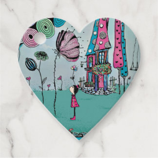 Whimsical Girl Heart Favour Tags
