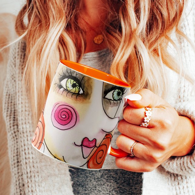 Whimsical Girl Illustration Red Hair Cute Fun Mug (Creator Uploaded)