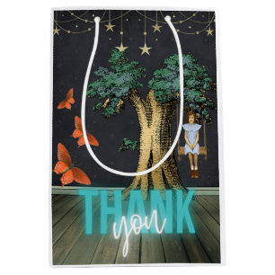 Whimsical Girl In Swing Surreal Thank You Medium Gift Bag