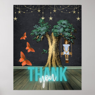 Whimsical Girl In Swing Surreal Thank You  Poster