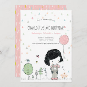Whimsical Girl Kids Toddlers Birthday Invitation