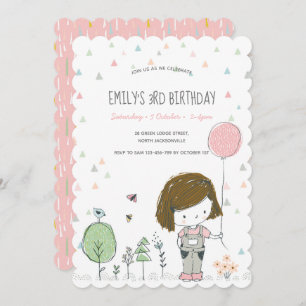 Whimsical Girl Kids Toddlers Birthday Invitation