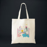 Whimsical Girl Library Book Tote Bag<br><div class="desc">The adventure begins on the front of this colourful library tote bag and
will continue in every book they read.  Adventure awaits
at the library.  Add your child's name to the front and the back.</div>