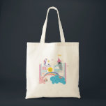 Whimsical Girl Library Book Tote Bag<br><div class="desc">The adventure begins on the front of this colourful library tote bag and
will continue in every book they read.  Adventure awaits
at the library.  Add your child's name to the front and the back.</div>