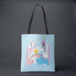 Whimsical Girl Library Book Tote Bag<br><div class="desc">The adventure begins on the front of this colorful library tote bag and
will continue in every book they read.  Adventure awaits
at the library.  Add your child's name to the front and the back.</div>