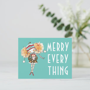 Whimsical Girl Merry Everything  Christmas Card