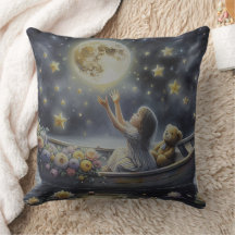 Whimsical Girl Moon Dream Fantasy Scene