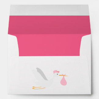 Whimsical Girl Stork Baby Shower Envelope
