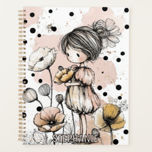 Whimsical Girl Watercolor with Floral Accents (5) Planner