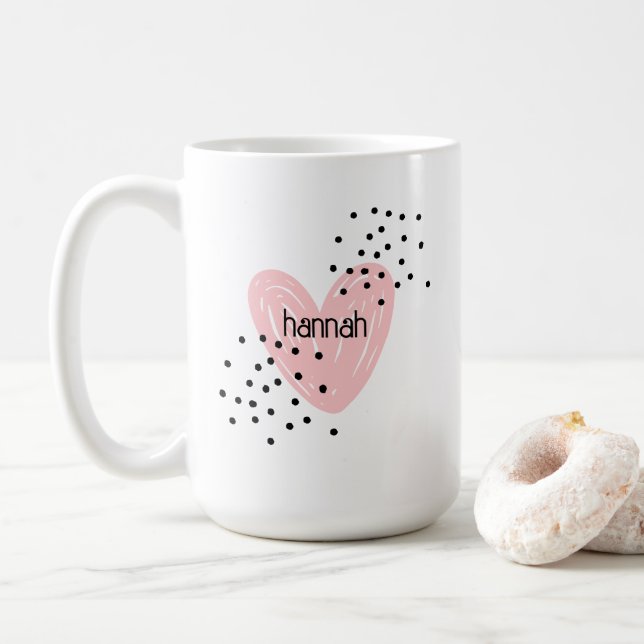 Whimsical Girls Heart Cute Customised Mug (With Donut)