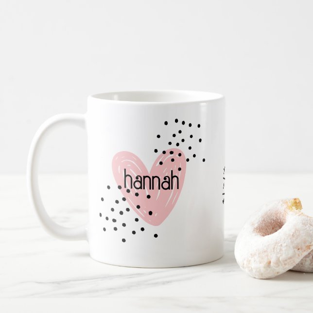 Whimsical Girls Heart Cute Customised Mug (With Donut)