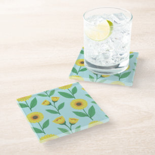 Whimsical Glee Bloom Glass Coaster