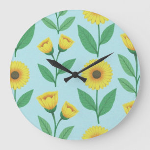 Whimsical Glee Bloom Large Clock
