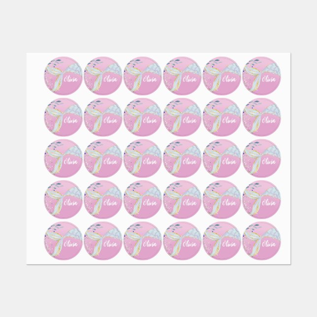 Whimsical Glitter Mermaid Beachy Under the Sea  (Sheet)