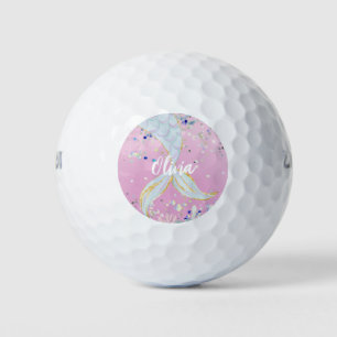 Whimsical Glitter Mermaid Beachy Under the Sea  Golf Balls