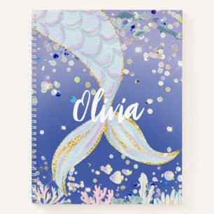 Whimsical Glitter Mermaid Beachy Under the Sea  Notebook