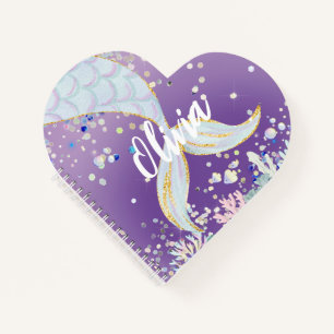 Whimsical Glitter Mermaid Beachy Under the Sea  Notebook