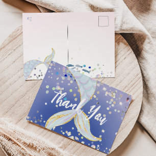Whimsical Glitter Mermaid Beachy Under the Sea Postcard