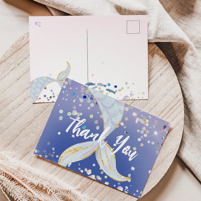 Whimsical Glitter Mermaid Beachy Under the Sea  Postcard (Creator Uploaded)