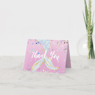 Whimsical Glitter Mermaid Beachy Under the Sea Thank You Card